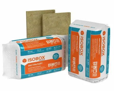 фото Базальтовый утеплитель ISOBOX ЭКСТРАЛАЙТ (1200х600х50мм) 8шт. 5.76м2 (0,288 м3) ТехноНИКОЛЬ