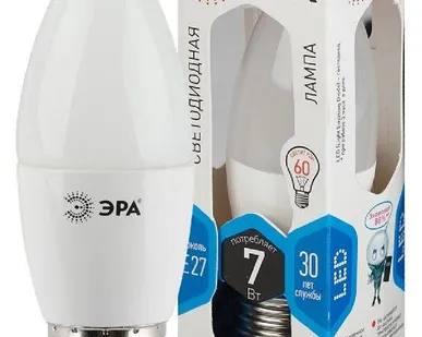 фото Лампа светодиодная B35-7w-840-E27 свеча 560лм ЭРА Б0017207/Б0020540