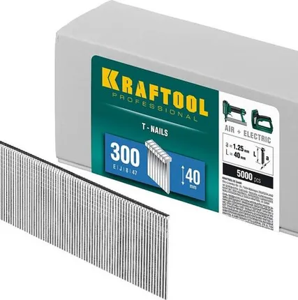 Фото №0 KRAFTOOL тип 18GA (47/300/F) 40 мм, 5000 шт, гвозди для нейлера (31785-40)