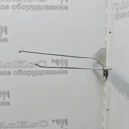 Фото №0 Крючок на прямоугольную трубу одинарный с ценникодержателем L=200мм d=4,8мм, хром