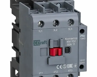 фото Контактор 50А 380В без реле, 1НО 1НЗ (КМ-102) 22023DEK