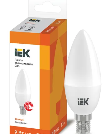 Фото №0 IEK Лампа светодиод. 9/3000/Е14/С35 свеча IEK