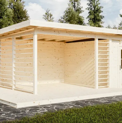 Фото №0 Беседка 18 с хозблоком (Комфорт) - брус 44 мм