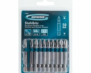 фото Набор магнитных бит GROSS PH2х50, сталь S2, (10 шт/уп.)
