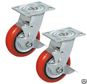 Фото №0 Колесо поворотное с боковым тормозом полиуретан/металл TOR (C550B/PU1040CB