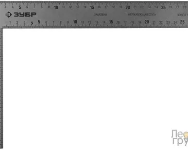фото Угольник ЗУБР цельнометаллический, гравированная шкала (шаг 1мм), 300х200мм