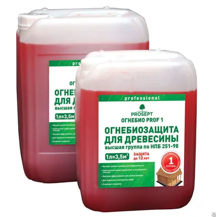 Фото №0 Просепт ОГНЕБИО PROF-1 (10л)- комплексная защита древесины от возгорания и