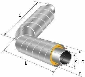 Фото №0 Отвод ППУ-ОЦ укороченый 90° 219 Тип 1 из черной трубы
