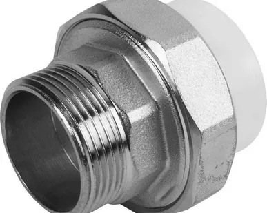 фото Муфта полипропиленовая комбинированная 32мм*1 1/4 дюйма, американка, наружная РТП 10645