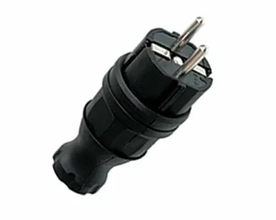 фото Вилка каучук 1-ф., 16А прямая IP44 черная 230В RPS-01...