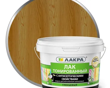 фото Лак ЛАКРА Лак для отделки деревянных и минеральных поверхностей ЛАКРА 2,5 кг глянцевый дуб тонированный