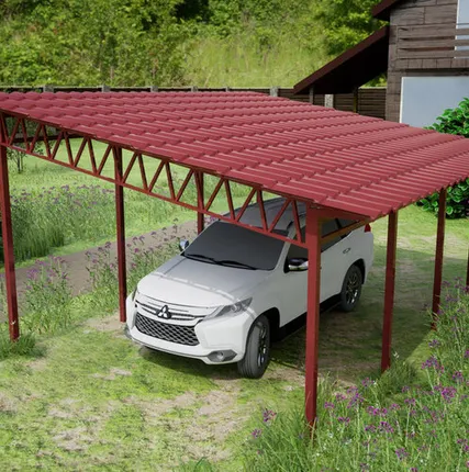 Фото №0 Односкатный навес №31 из металлочерепицы 4,9х6,3 м