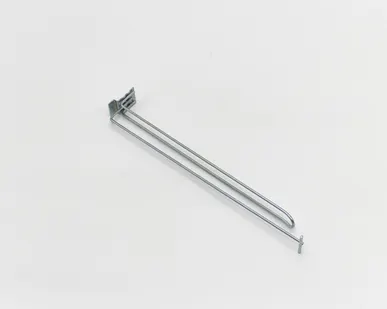 фото Крючок на экономпанель двойной (еврокрючок) с ценникодержателем 350мм, d=4мм, цинк