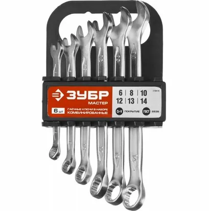 Фото №0 Набор ключей комбинированных 6шт 6-14мм ЗУБР МАСТЕР 27088-Н6
