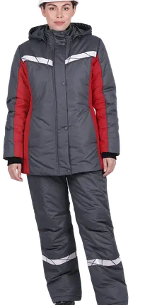 Фото №0 Куртка ВИРАЖ НЕО зимняя, т/серая-красная, женская