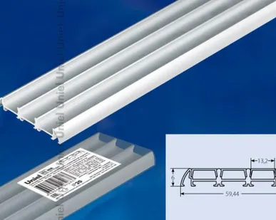 фото Профиль для ленты UFE-A08 SILVER 200 POLYBAG Накладной профиль для светодиодной ленты, анодированный алюминий. Длина 200 см. ТМ Uniel.