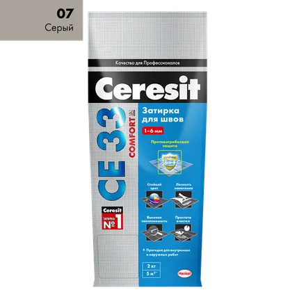 Фото №0 Затирка Ceresit CE 33 Super серая 2 кг