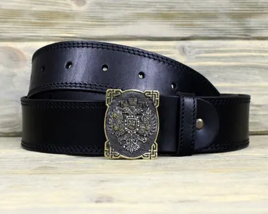фото Пояс Герб Российской Империи латунь+серебрение черный