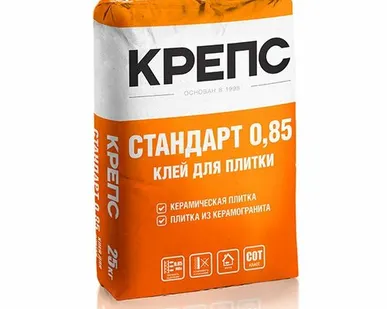 фото Клей КРЕПС Стандарт0,85 для плитки, C0 T / 25кг/56 меш
