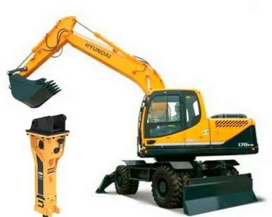 фото Колесный экскаватор Hyundai R170W-9S с гидромолотом