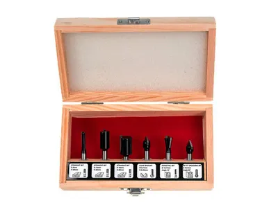 фото Фрезы по дереву кромочные, набор 6шт, деревянный бокс, хвостовик 6 мм FIT, 1 шт