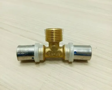 фото Пресс тройник 16х1/2" н/р х16, Hydrosta, комбинированный , наружная резьба, профиль TH пресс клещей