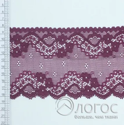Фото №0 Кружево стрейч IS-247 90мм И, марсала (фиолетовый)