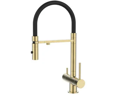 фото смеситель для кухни IDDIS Ace гибкий излив канал для фильтра матовое золото