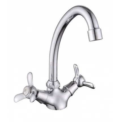 Фото №0 смеситель для кухни LUCKY TAP двухвентельный латунь хром