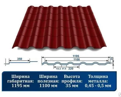 фото МЕТАЛЛОЧЕРЕПИЦА "КРОНА" С 3D РЕЗОМ 3011 красно-коричневый