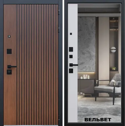 Фото №0 Входная дверь Вельвет дуб кантри-зеркало капучино АСД