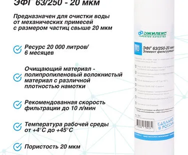фото Элемент фильтрующий ЭФГ 63/250-20мкм
