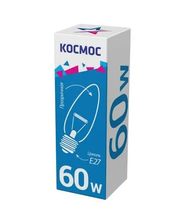 Фото №0 Лампа накаливания Свеча 60Вт E27 прозр. Космос LKsmSCnCL60E27v2