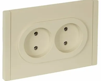 фото FORTE&PIANO Розетка 2-местная без заземления без защитных шторок безвинтовое крепление 10А FP426 ваниль IEK