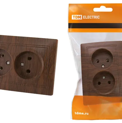 Фото №0 Розетка двойная 2П 10А 250В "ЭКО" (бук) "Таймыр" TDM