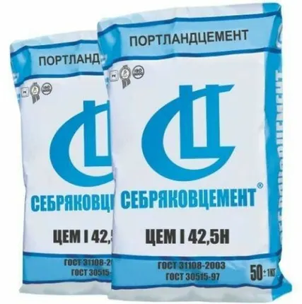Фото №0 Портландцемент ЦЕМ I 42,5 Н (Д 0) мешок 50 кг палет 2 т СЕБРЯКОВЦЕМЕНТ(на паллетах)(1под=40шт)