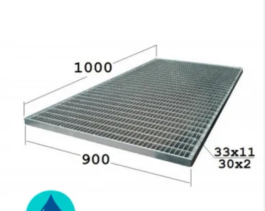 фото P 900х1000 30/2 33х11 Zn придверная стальная грязезащитная решетка