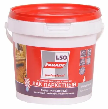Фото №0 Лак паркетный акрил-уретановый Парад L 50 полуматовый 0,8 л