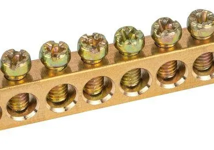 Фото №0 Шина NO-122-03 PEN "земля-ноль" 6х9мм 8/2 с креплениями по краям латунь ЭРА Б0047217