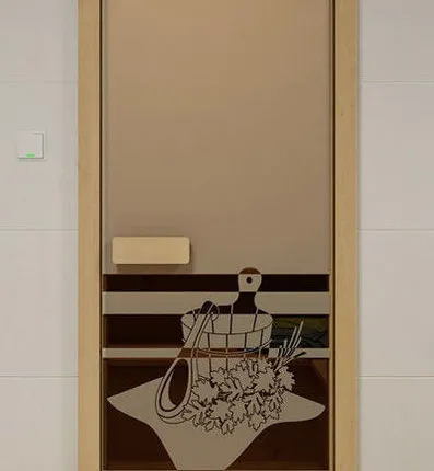 Фото №0 Дверь стеклянная SAUNA MARKET 1900х700 бронза - Банный вечер (коробка из ли