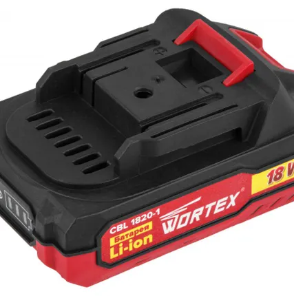 Фото №1 Батарея аккумуляторная Wortex CBL 1820-1, 18 В, 2 Ач, индикатор заряда, обрезиненный корпус