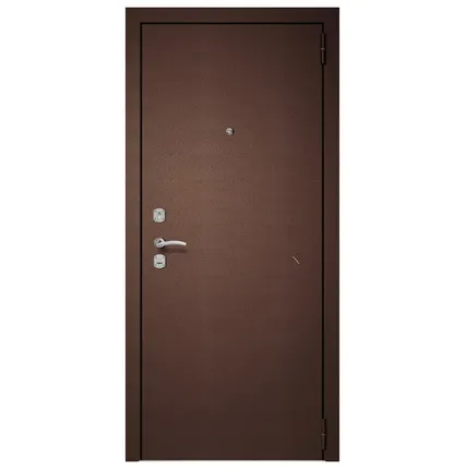 Фото №0 дверь входная Metix 22 медь антик, бетон снежный, стекло чёрное 960мм левая