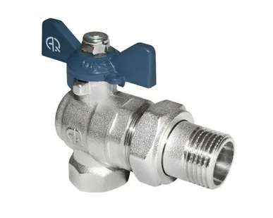 фото Кран шаровой 3/4 дюйма, рукоятка бабочка, угловой, американка, Aqualink 01172