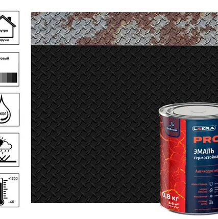 Фото №0 Эмаль Лакра Prof it термостойкая, антикоррозионная, до 1200С, чёрный, 0,8 кг