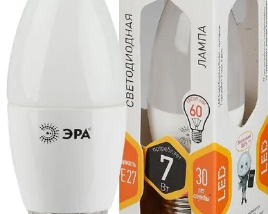 фото Лампа светодиодная B35-7w-827-E27 свеча 560лм ЭРА Б0028479