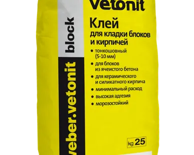 фото Клей weber.vetonit block для блоков тонк/шов 1-5мм Weber-Vetonit