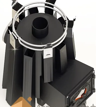 Фото №2 Печь ДобросталЬ Августа со стеклом (черная, с теплообменником слева)