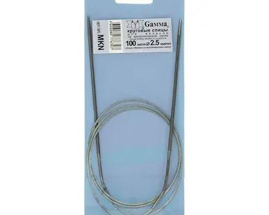 фото Спицы круговые MKN сталь (d 2.5 мм)/100 см, с металл. леской, Gamma