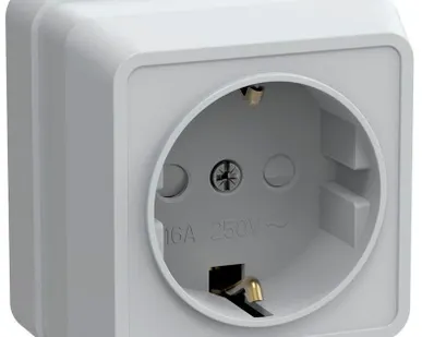 фото Розетка 1-м ОП Октава 16А РСш20-3-ОБ защ. шторки с заземл. IP20 бел. ИЭК ERO14-K01-16-DC