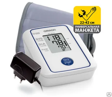 Фото №0 Тонометр Omron M2 Basic с адаптером и универсальной манжетой 22-42 см
